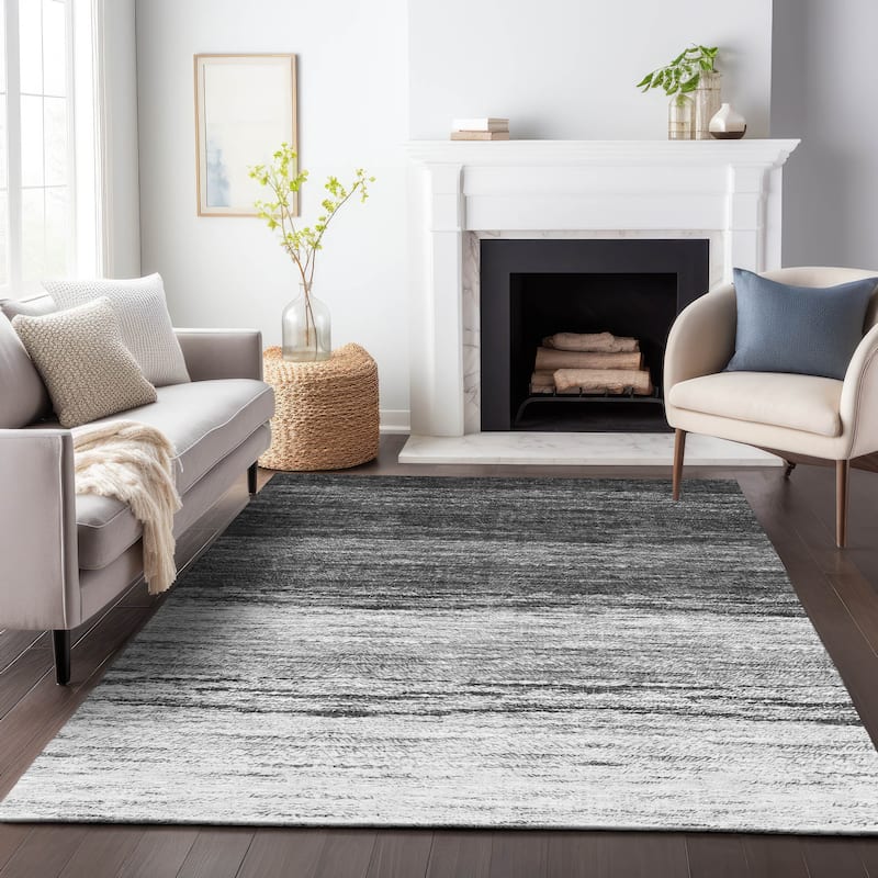 Machine Washable Indoor/ Outdoor Chantille Solid Ombre Rug