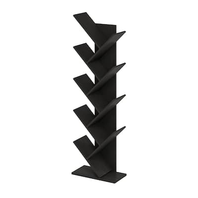 50.9 in. Tall Espresso Wood 9-Shelf Bookcase