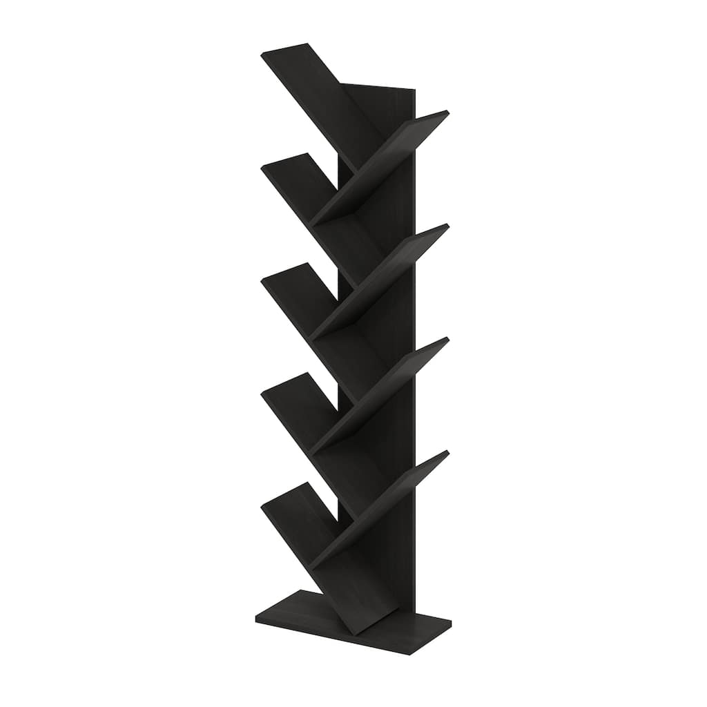 50.9 in. Tall Espresso Wood 9-Shelf Bookcase