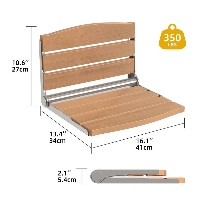 Moasis Plastic Wood Wall Mounted Folding Shower Seat