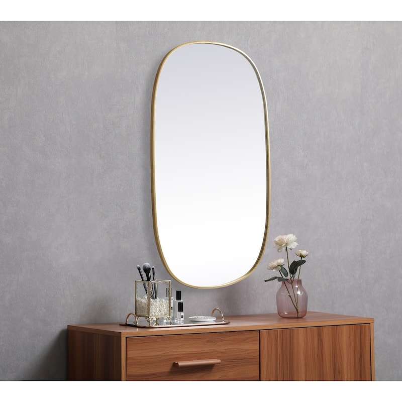 Indigo Home Metal Frame Oval Mirror 30x48 Inch