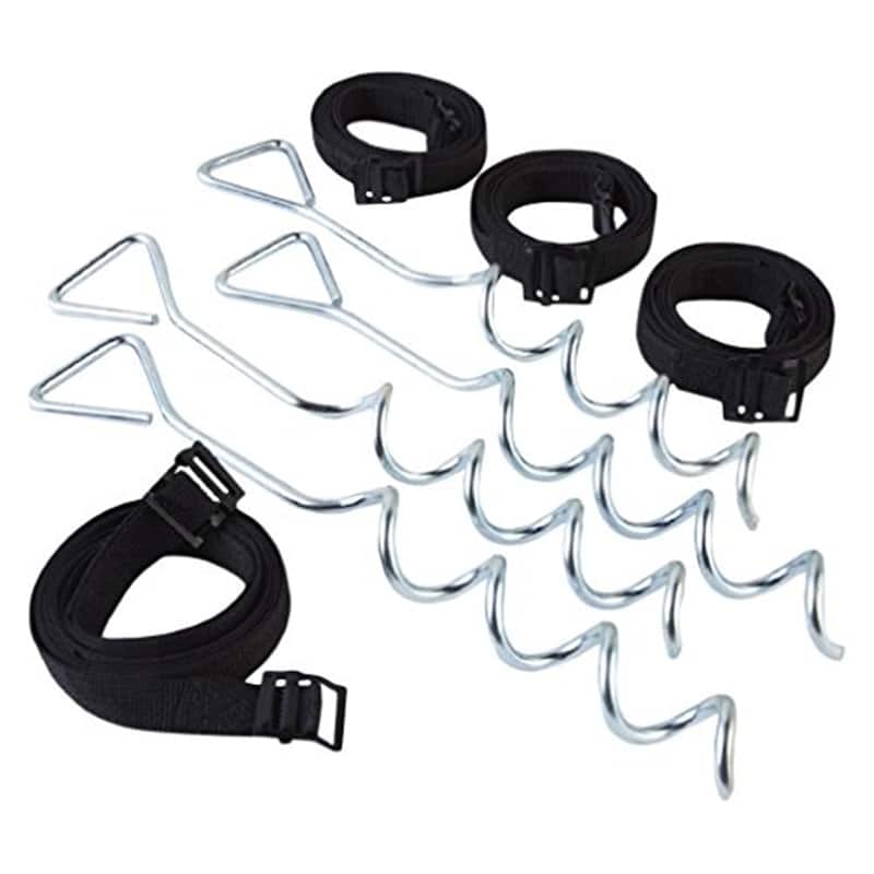 Trampoline Anchor Kit with Heavy-Duty Spiral Stakes & Tie-Down Straps - Secure Hold for All Trampoline Sizes, 4-Pack - 16