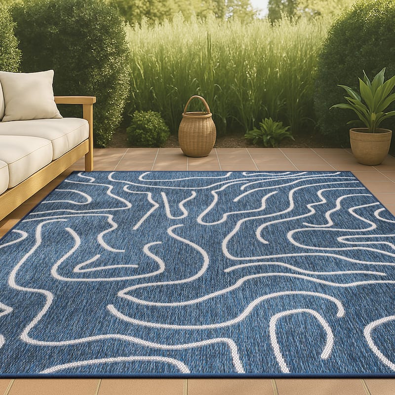 JONATHAN Y Nolan Modern Coastal Organic Shapes Indoor/Outdoor Area Rug