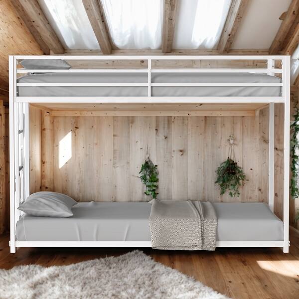 slide 2 of 11, Twin over Twin Bunk Bed With Exchangeable Ladder White
