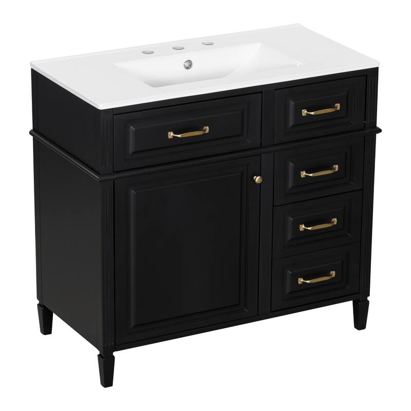 GDFStudio - Alexander Whitmore Modern Freestanding Bathroom Vanity with Flip Drawer Storage