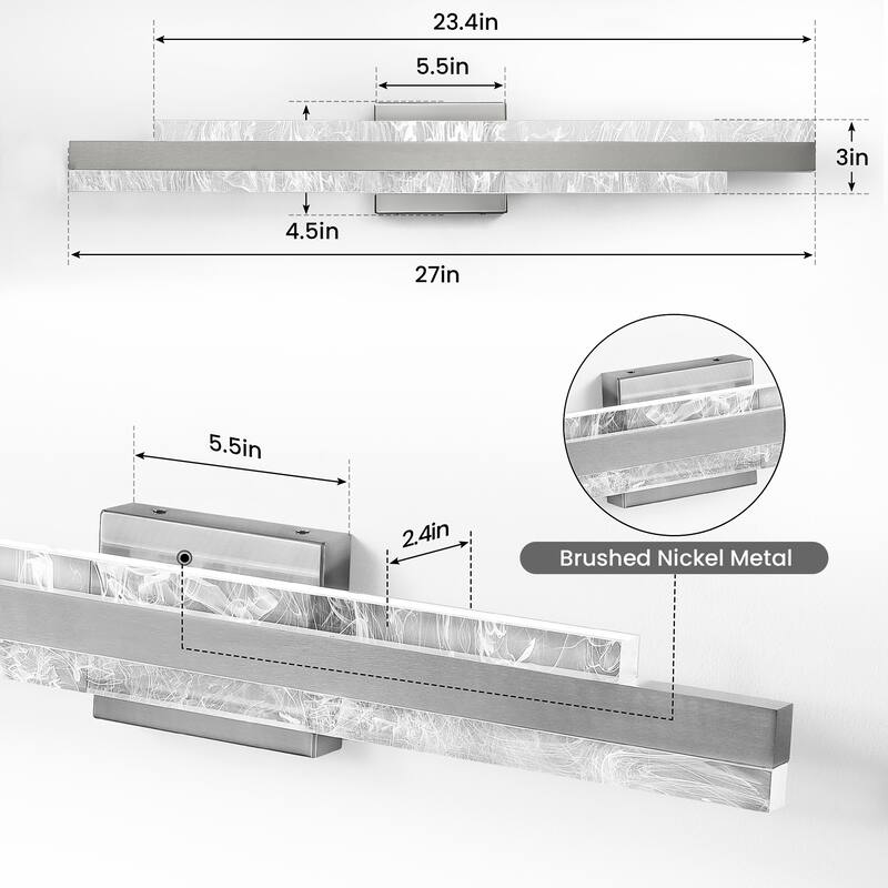 Modern Bathroom Vanity Light 24 inch Dimmable LED Bath Bar Light Fixtures Over Mirror - Wall Sconce