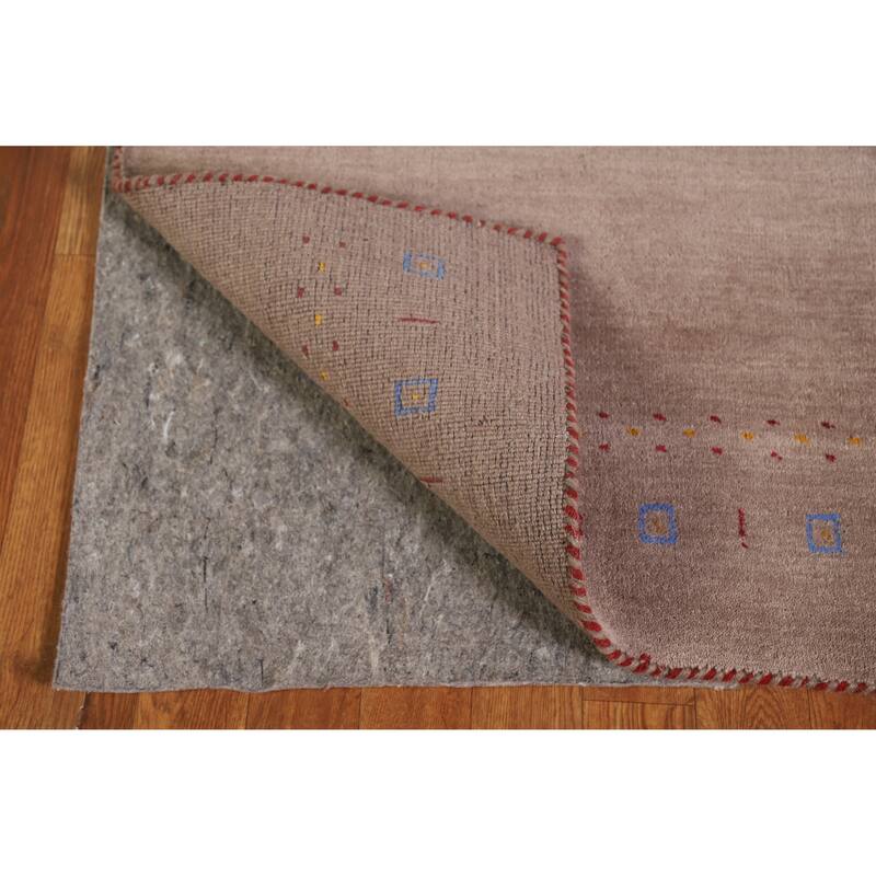 Hand Knotted Oriental 100% Wool Carpet Tribal Tribal Brown Gabbeh Runner Rug - 9' 10'' X 2' 8''