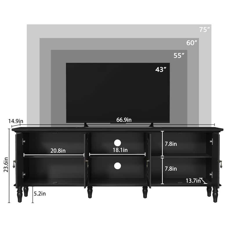 67''Vintage TV Stand for TVs Up to 75"