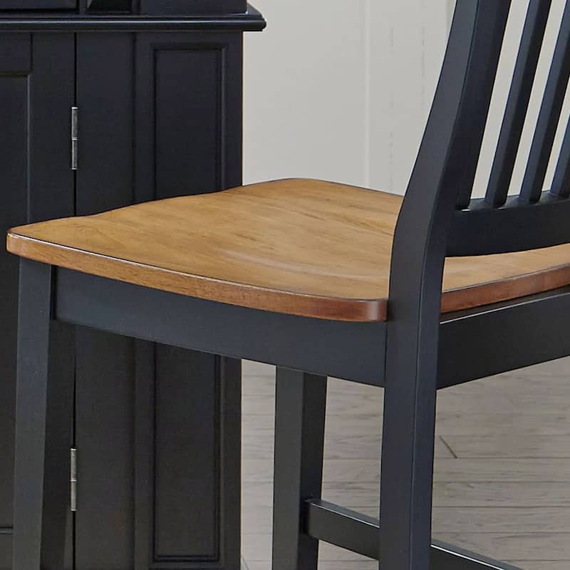24 inch Black and Distressed Oak Bar Stool by Homestyles