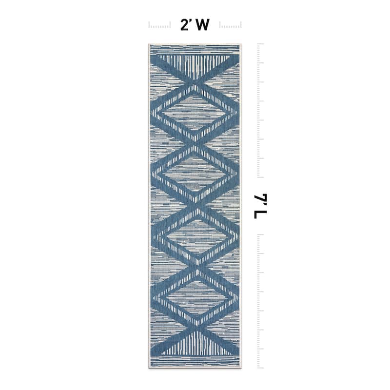 World Rug Gallery Contemporary Geometric Stripe Weather Resistant Reversible Indoor/Outdoor Area Rug