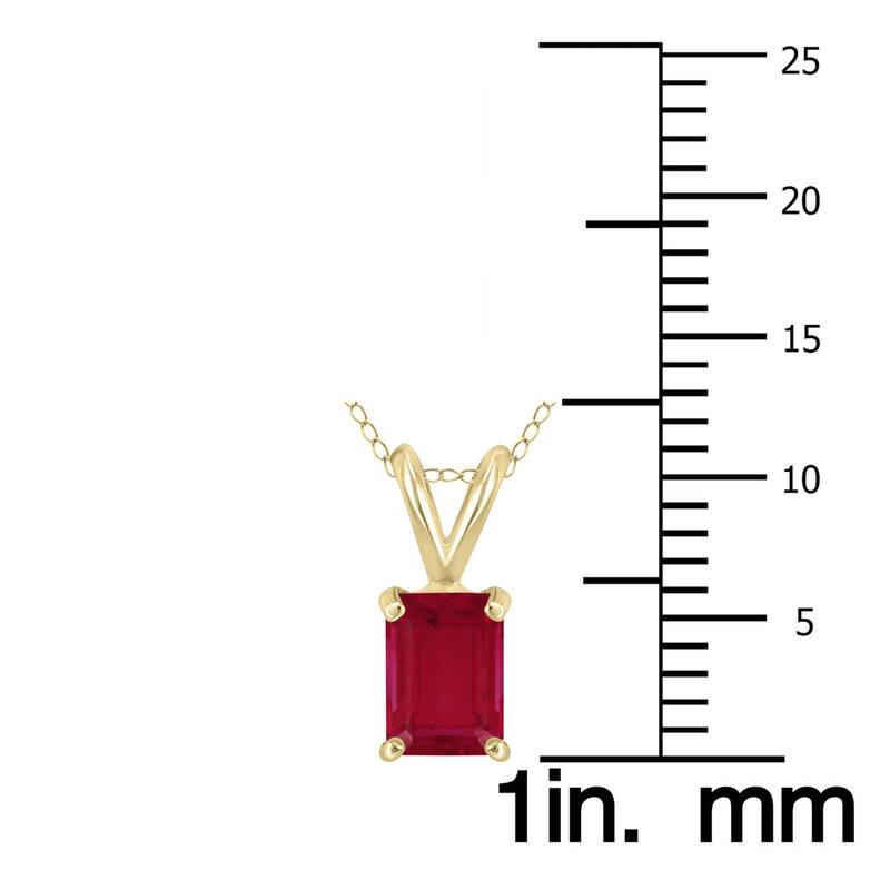 Marquee 14K Yellow Gold 6x4MM Emerald Shaped Ruby Pendant