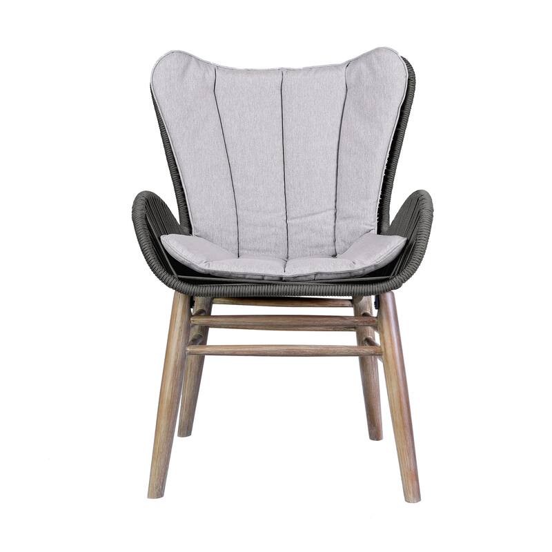 Fanny Solid Eucalyptus Wood & Rope Outdoor Patio Dining Chair