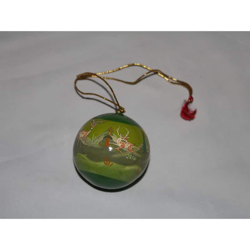 Handmade Christmas Ornaments Hand Painted by Artisan on Recycled Paper - Mir 9.3 - One Size