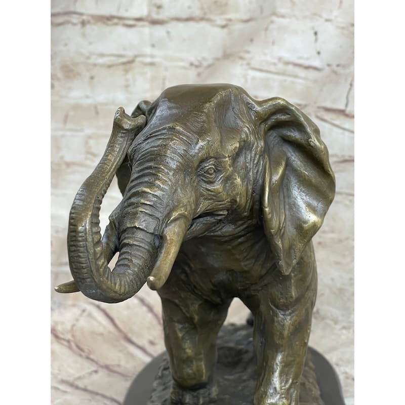 Cast Bronze Marble Sculpture Imitative Elephant Safari Statue Art Figure Figurine Animal