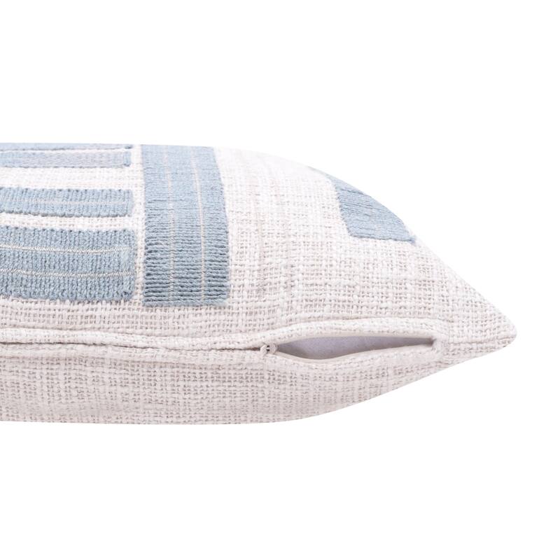 Handwoven Striped Square Throw Pillow Cover - 20" - Beige and Blue