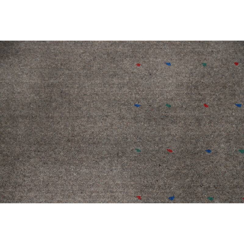 Hand Knotted Oriental 100% Wool Carpet Tribal Tribal Greys & Charcoal Gabbeh Area Rug - 10' 1'' X 8' 3''