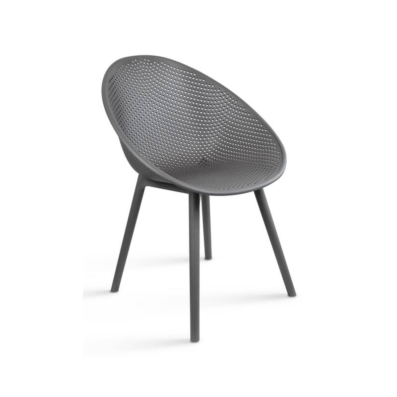 Set of 2 Mid-Century Modern Plastic Dining Chair Plastic Legs with Breathable Perforated Egg Shaped Seat for Indoor/Outdoor Use