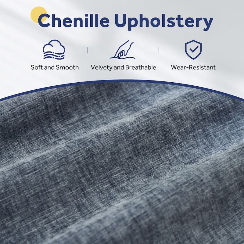 90" L-Shaped Chenille Upholstered 3-Seater Sofa Couch Sectional Sofa with Ottoman