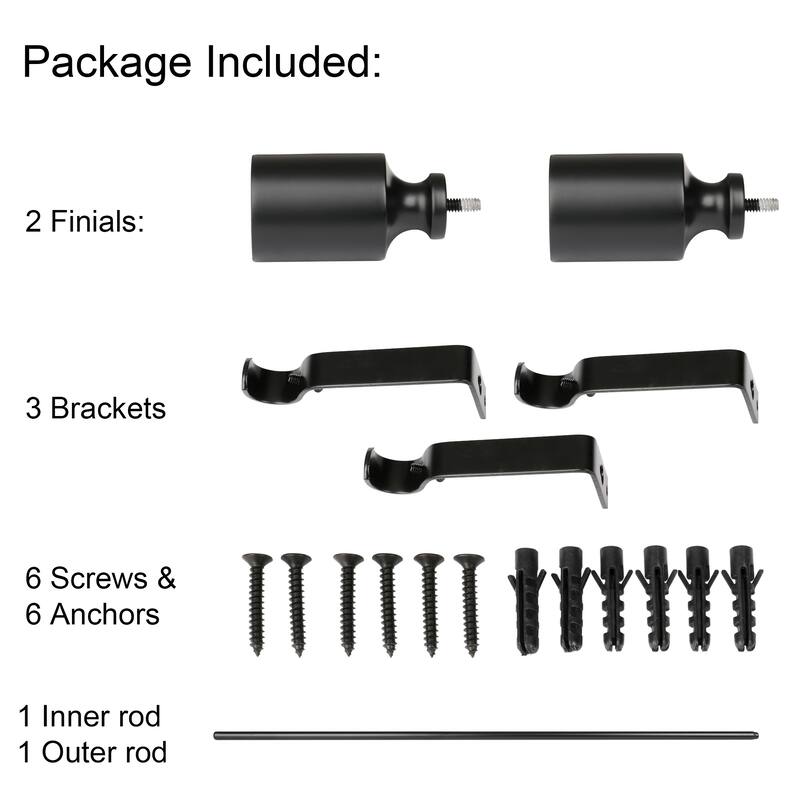 UTOPIA ALLEY 3/4 Inch Curtain Rod - Curtain Rods For Windows 48 to 86 Inch, Adjustable Drapery Rods, Black
