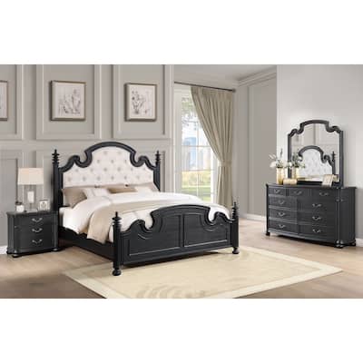 Celina Poster Upholstered Bedroom Set Black