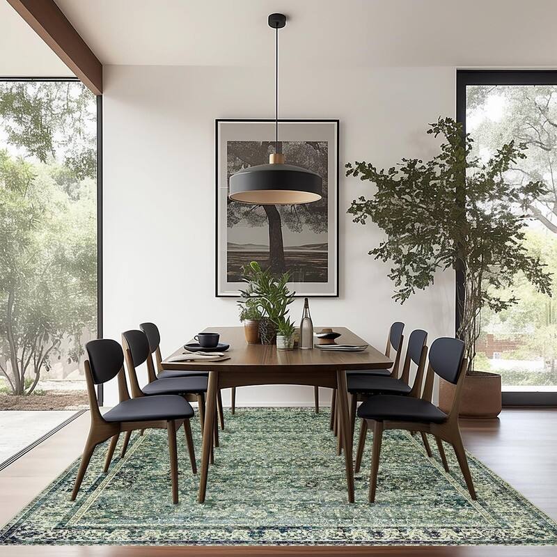 Faux Wool Moody Floral Boho Vintage Oriental Area Rugs