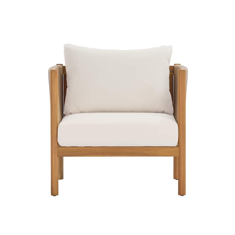 Christopher Knight Home - Outdoor Acacia Wood Club Chair with Rope Panels and Cushions