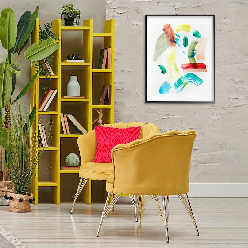 Stupell Modern Curved Brush Strokes Framed Giclee Art Design By Gemma Bardot