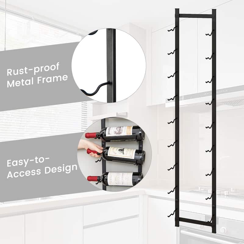 Gymax 9 Bottles Wall Mounted Wine Rack Metal Wine Display Holder