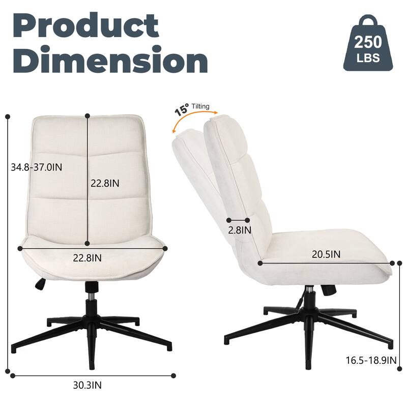 Homy Casa Modern Upholstered Task Chair with Adjustable Height and Swivel Base for Home Office and Study Room