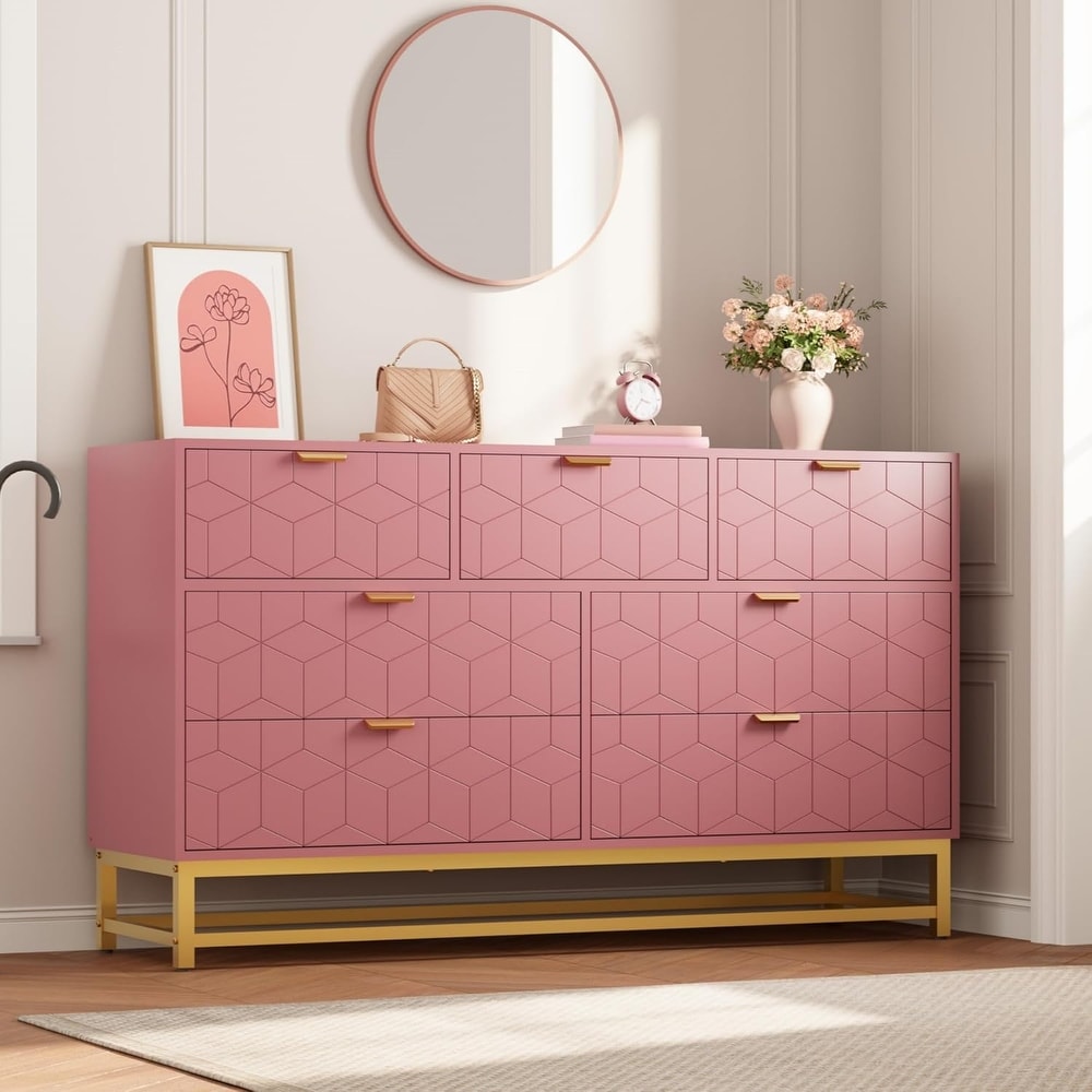 pink and black dresser 7-drawer Dressers The dresser top and