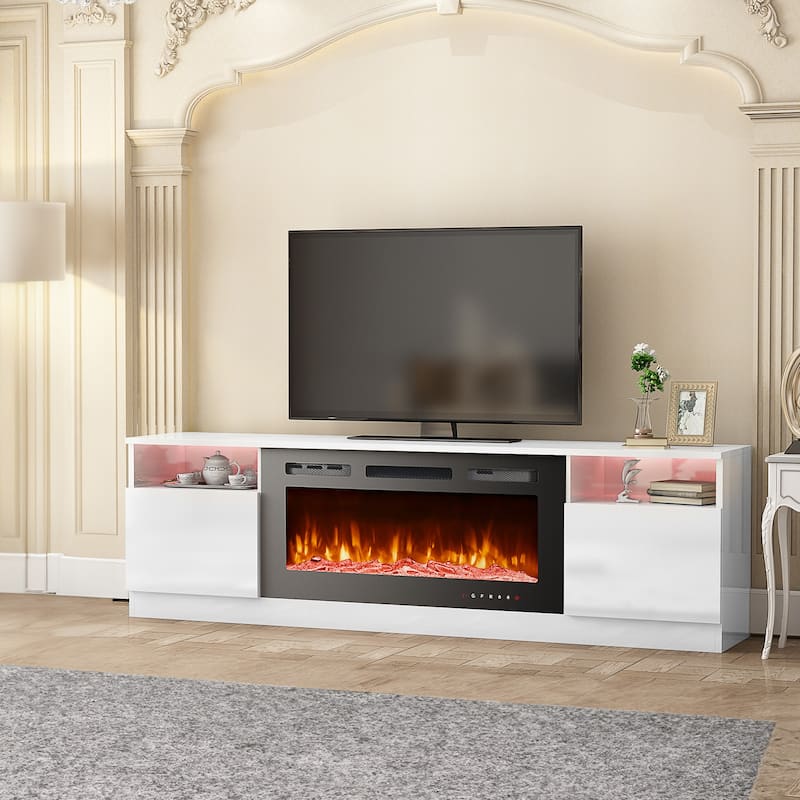 TV Stand with 36'' Electric Fireplace, Entertainment Center, and Console for TVs up to 80'' for Living Room - 73 inches in width