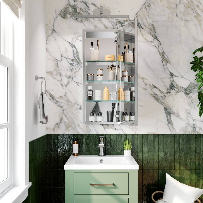 Topcraft Wall Mounted Aluminum Framed Medicine Cabinet