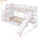 preview thumbnail 22 of 64, Twin over Twin Size Solid Wood Castle Style Bunk Bed with 2 Drawers 3 Shelves and Slide for Kids, Bedroom