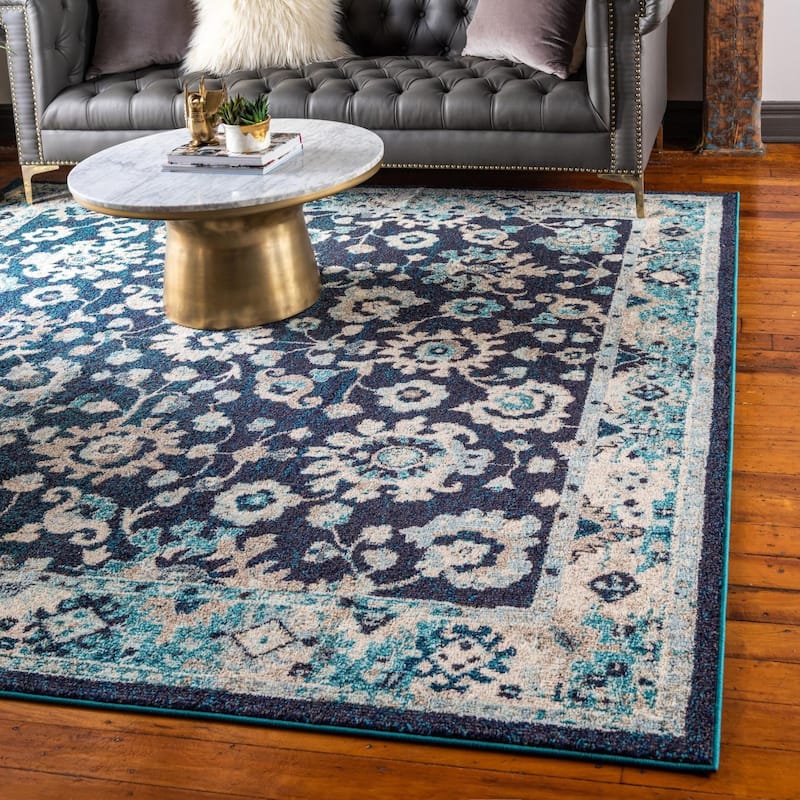 Traditional Koakburg Collection Area Rug - Navy Blue - 8' Square