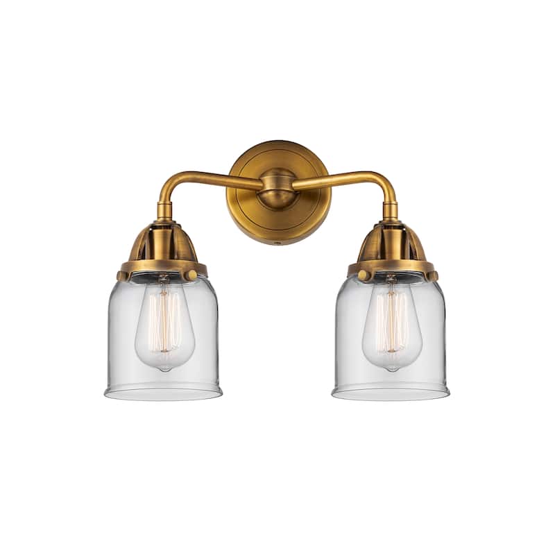 Innovations Lighting Nouveau 2 Bell - 2 Light 13" Bath Vanity Light - Clear/Brushed Brass