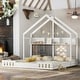 preview thumbnail 2 of 22, Full and Twin Size L-Shaped Metal Bunk Bed with Slide and Short Ladder, White, 4 Beds in 1 for Family or Guests
