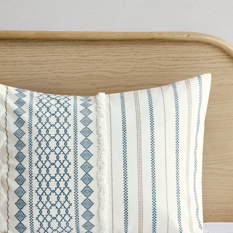 King/Cal King Cotton Printed Duvet Cover Set with Chenille