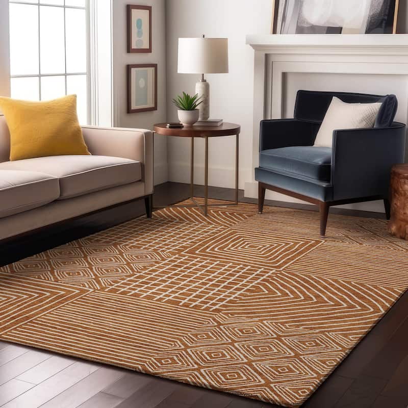 Premium Washable Super Soft Geo Motif Mayfield Rug - Paprika - 5' x 7'6"