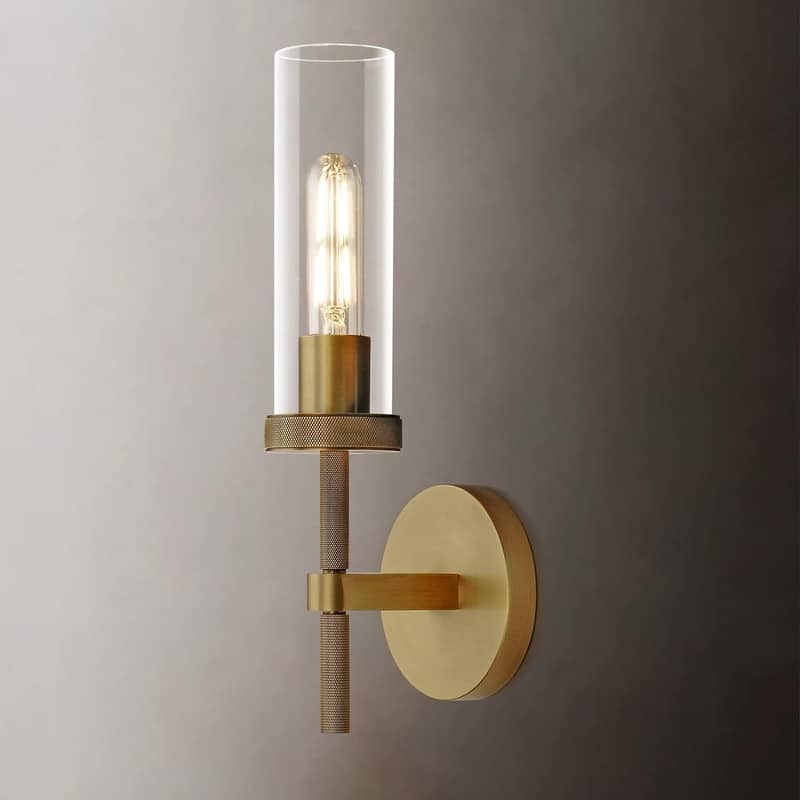 KAYLA Indoor Wall Light, Brass Wall Sconces Lighting Fixture, Bathroom Vanity Wall Sconces, Glass Tube Wall Sconces(2-Sets) - 1 - GOLD-14"-1 PACK