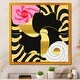 preview thumbnail 1 of 6, Designart "Circular Dynamics In Pink Gold And White" Modern Abstract Framed Art Print Gold - 16 in. wide x 16 in. high