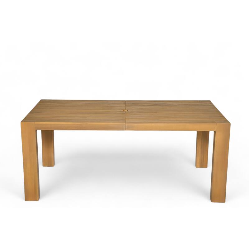 Outdoor Patio Dining Table Set for 6 - Person with Umbrella Hole Acacia Wood and Removable Cushions