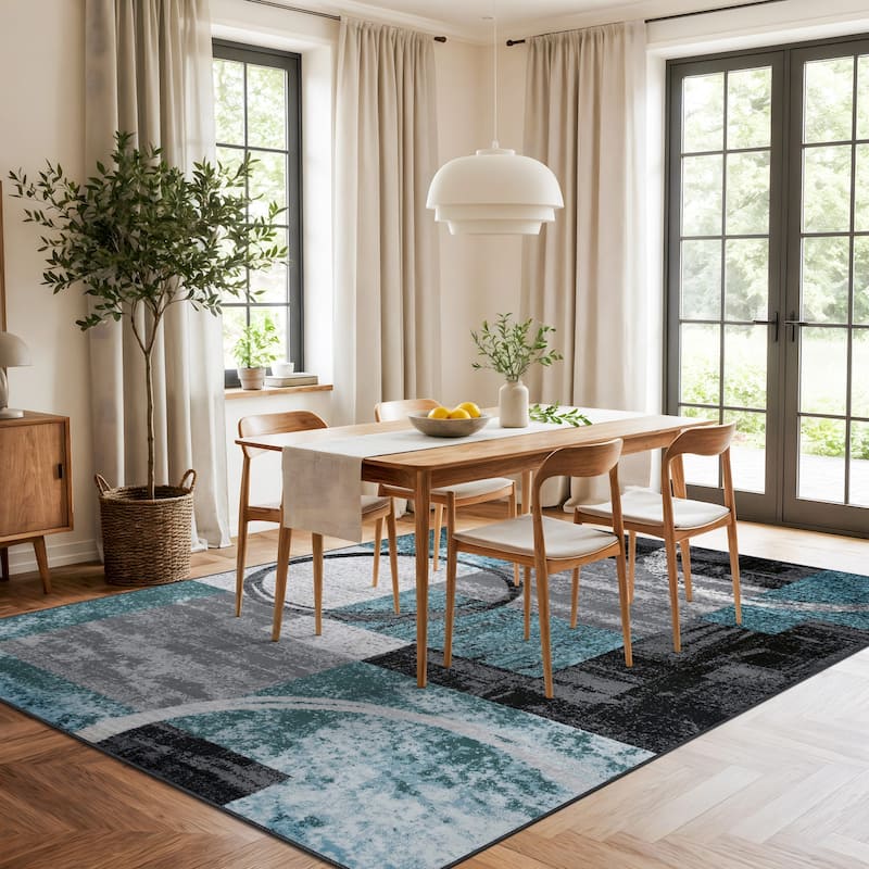 World Rug Gallery Abstract Polypropylene Machine-Made Circle Area Rug