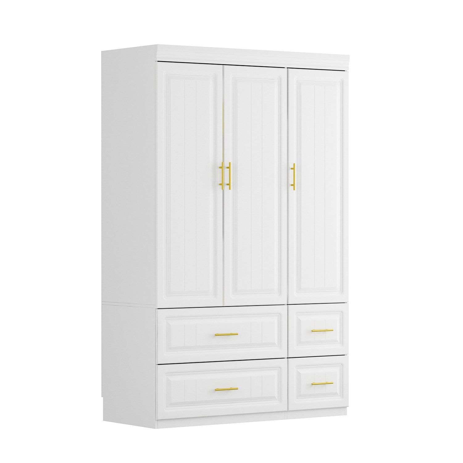 Large Wooden Wardrobe Armoire with Raised Panel Closet Storage Cabinet - On  Sale - Bed Bath & Beyond - 37070876