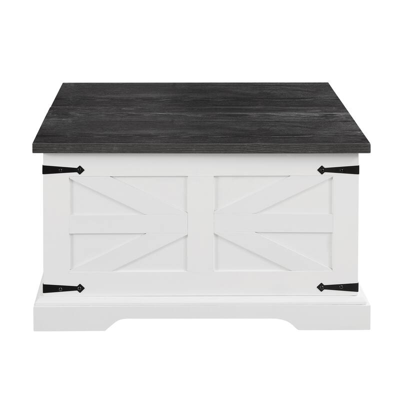 Farmhouse Coffee Table Square Wooden Table with Large Hidden Storage Compartment Hinged Lift Table Top, for Living Room