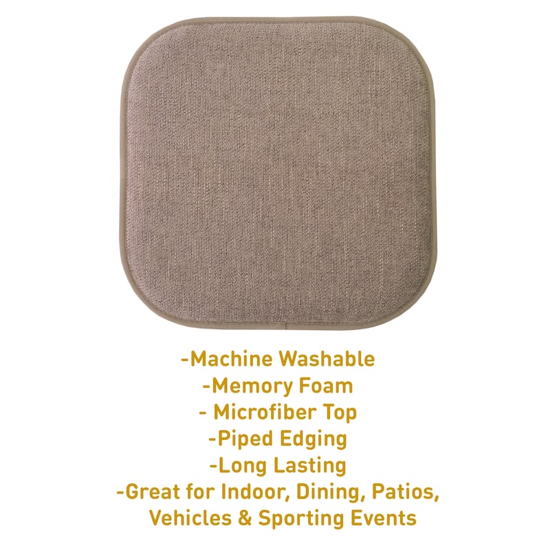Sweet Home Collection Alexis Memory Foam Non Slip Back Chair Pad Cushion - 16"x16"