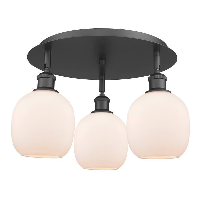 Innovations Lighting Belfast - 3 Light 18" Flush Mount - Matte White/Matte Black