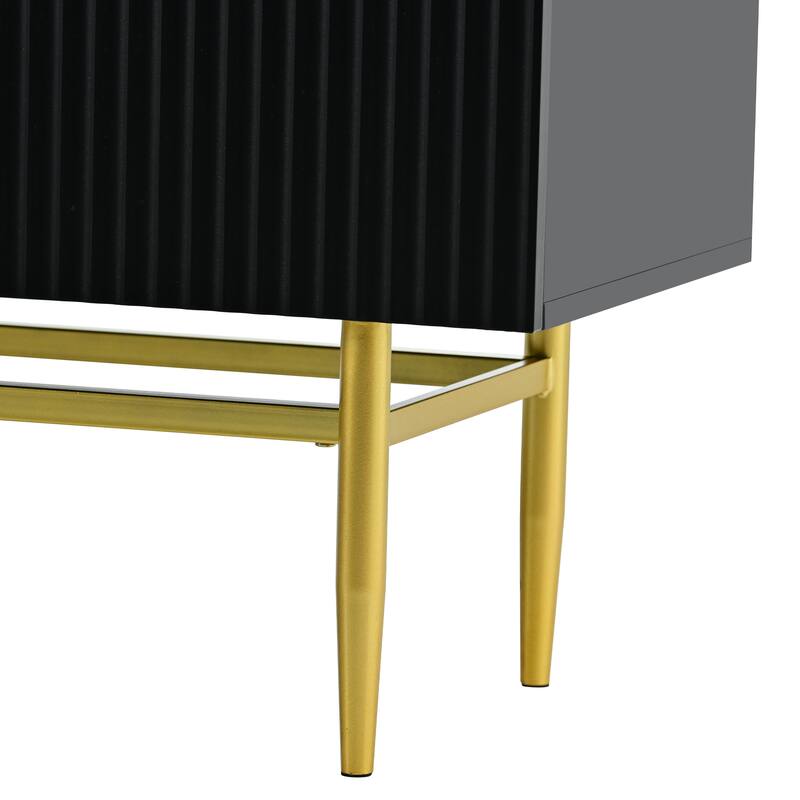 Elegant 4-Door Sideboard Buffet Cabinet with Gold Handles & Adjustable Shelves for Living Room Storage