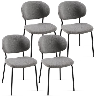Mid-Century Modern Dining Chairs with Black Metal Legs (Set of 4)