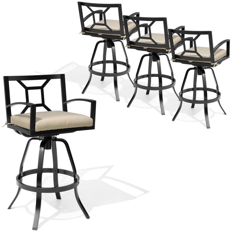 Outdoor Premium All-Aluminum Bar Height Bar Stools with Sunbrella Cushions