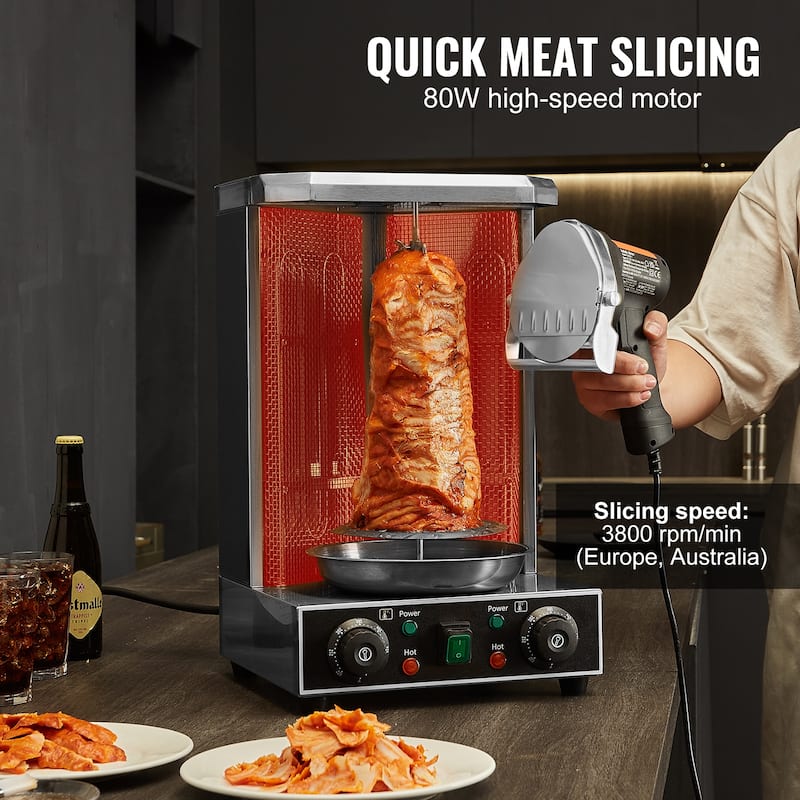 Electric Shawarma Knife Doner Kebab Meat Slicer with 2 Blades